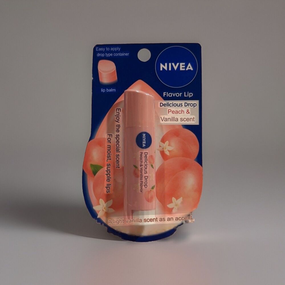 Japanese Skincare Kao Nivea Lip Delicious Drop Peach Vanilla Flavor Lip Balm